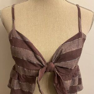 Baby Doll Crop Linen Cami Top Medium